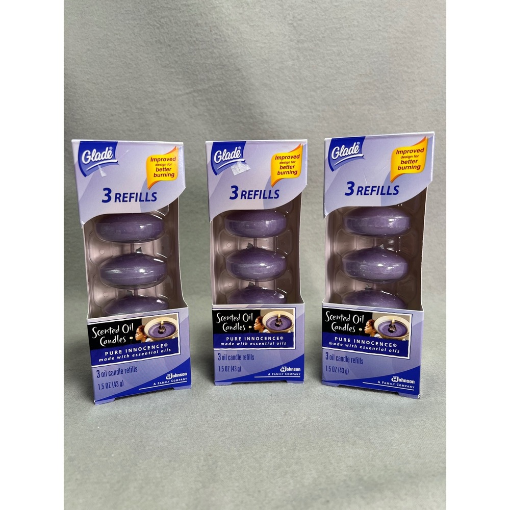 Glade Scented Oil‎ Candle Refills Pure Innocence Purple Discontinued Lot of 3